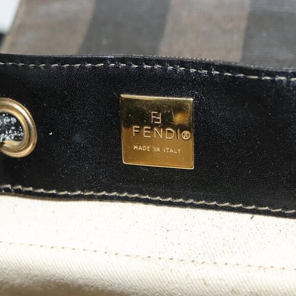 FENDI Pecan Canvas Backpack PVC Brown Black gold Auth 139650 main image 9